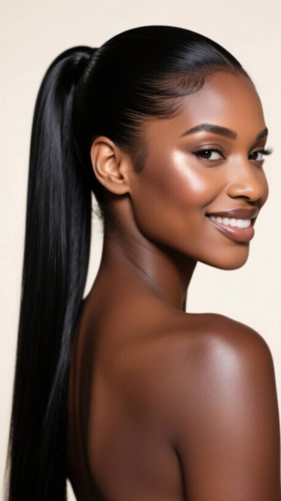  Sleek Ponytail with Side Part