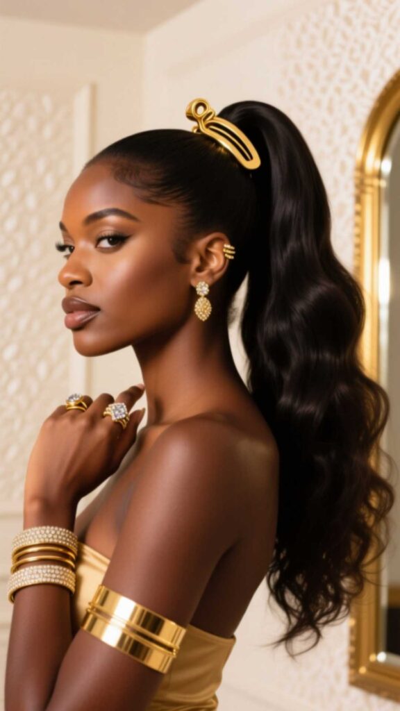 Ponytail with Gold Accessories