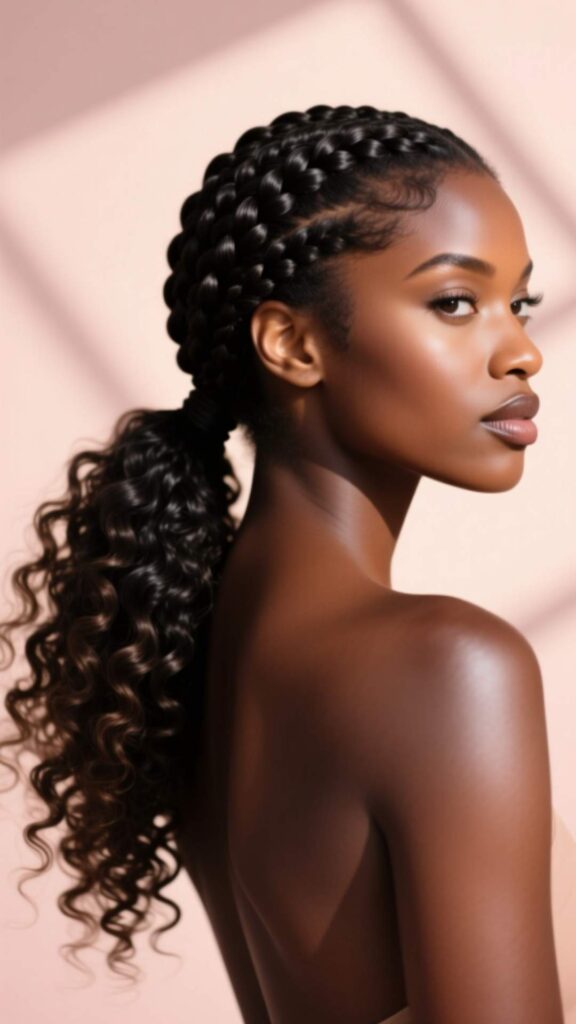 Braided Ponytail with Curly Ends