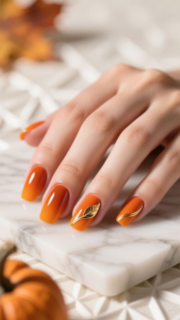 Classic Pumpkin Orange Nails