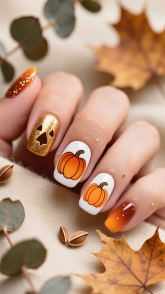 Pumpkin Thanksgiving Nails