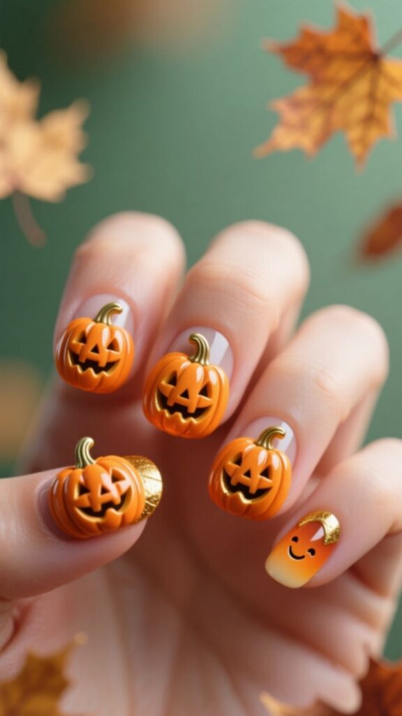 3D Pumpkin Nails