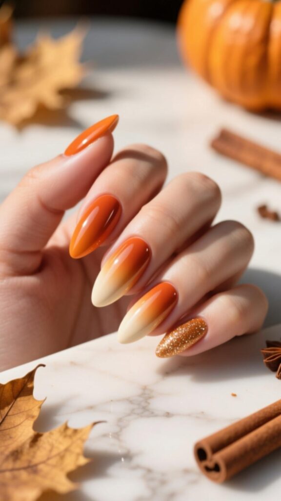 Pumpkin Ombre Nails