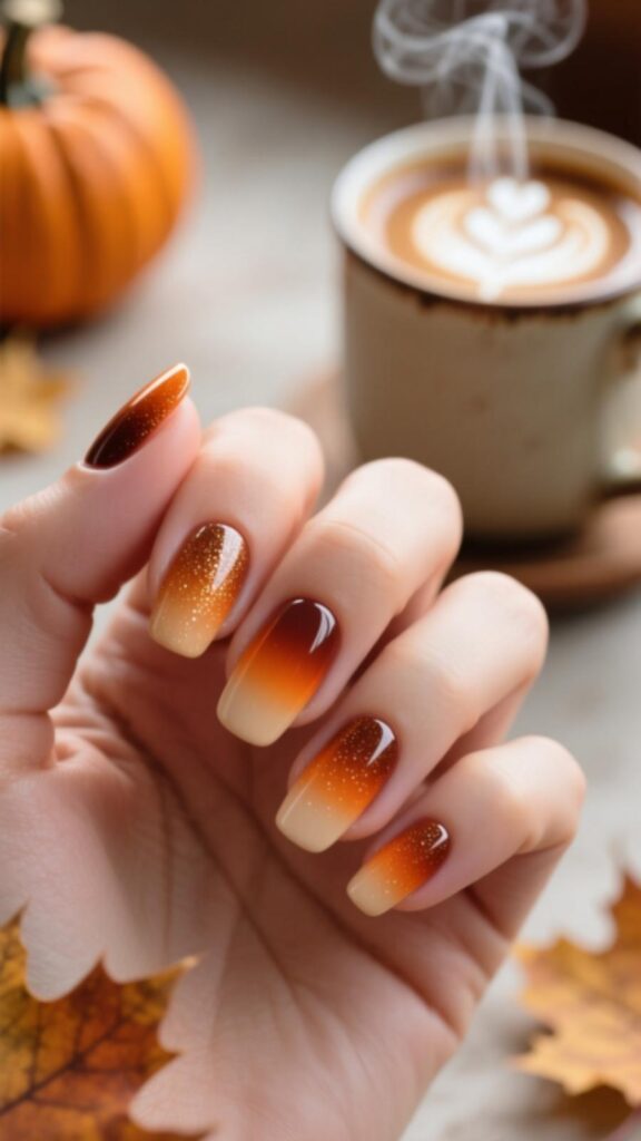 Pumpkin Latte Ombre Nails