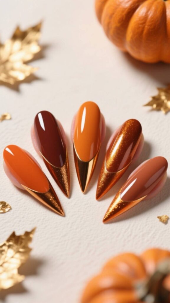 Pumpkin Stiletto Nails