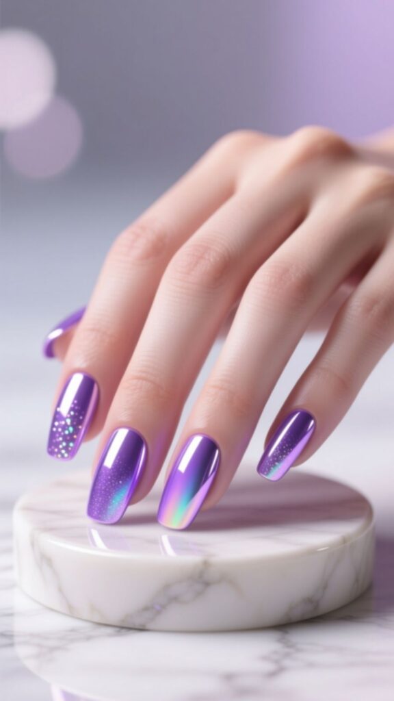 Lilac Chrome Nails