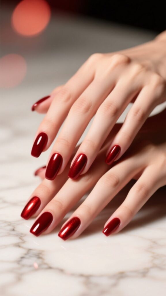 Matte Red Aura Nails