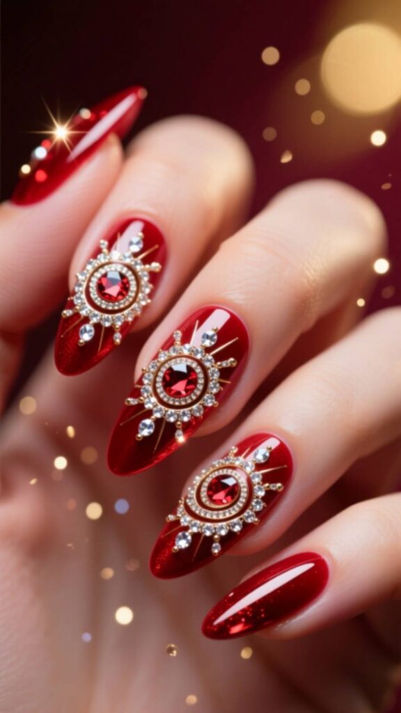 Aura Nails with Rhinestones