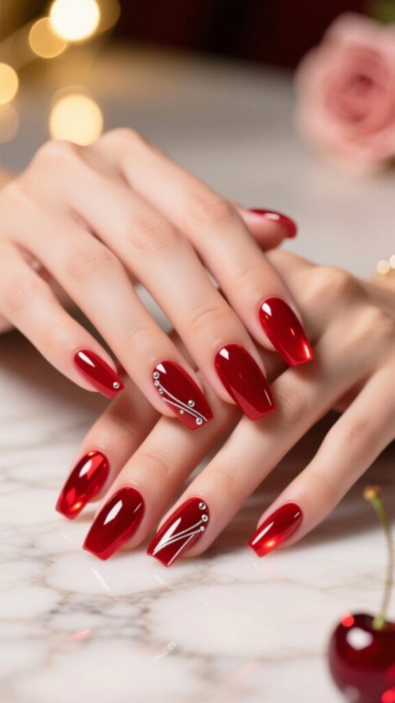 Cherry Red Aura Nails