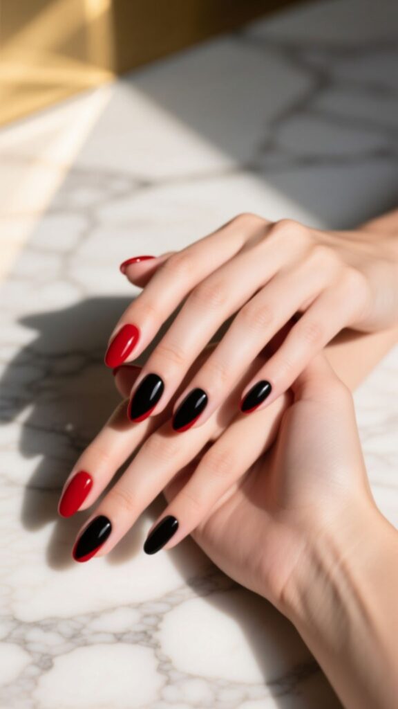 Classic Red and Black French Tips