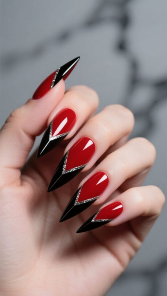 Red and Black Coffin Nails