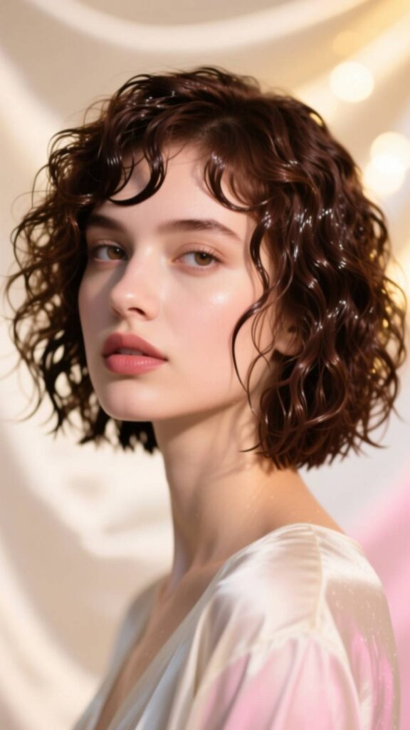 Wet-Look Curly Pixie