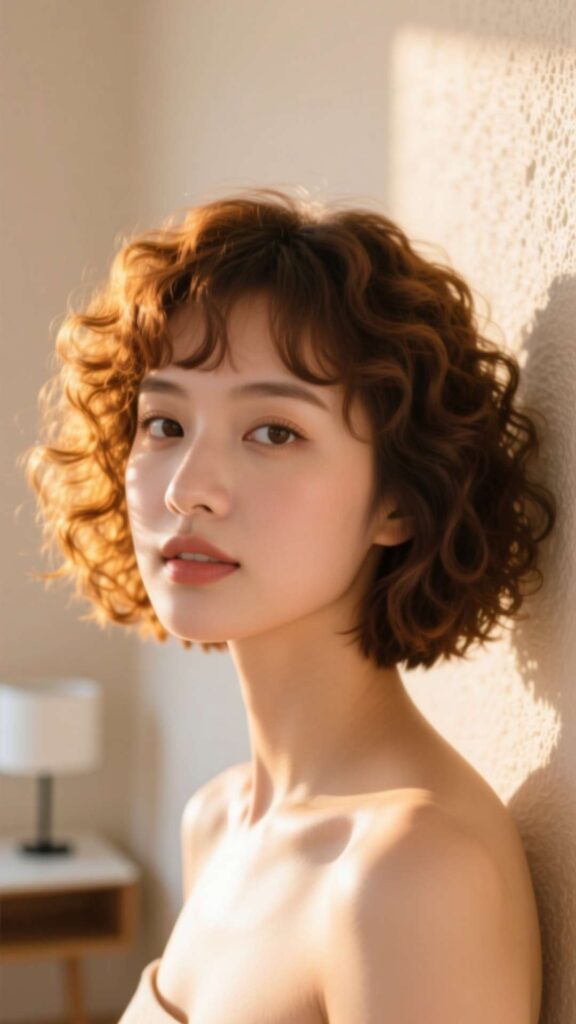  Curly Bob with Side Bangs