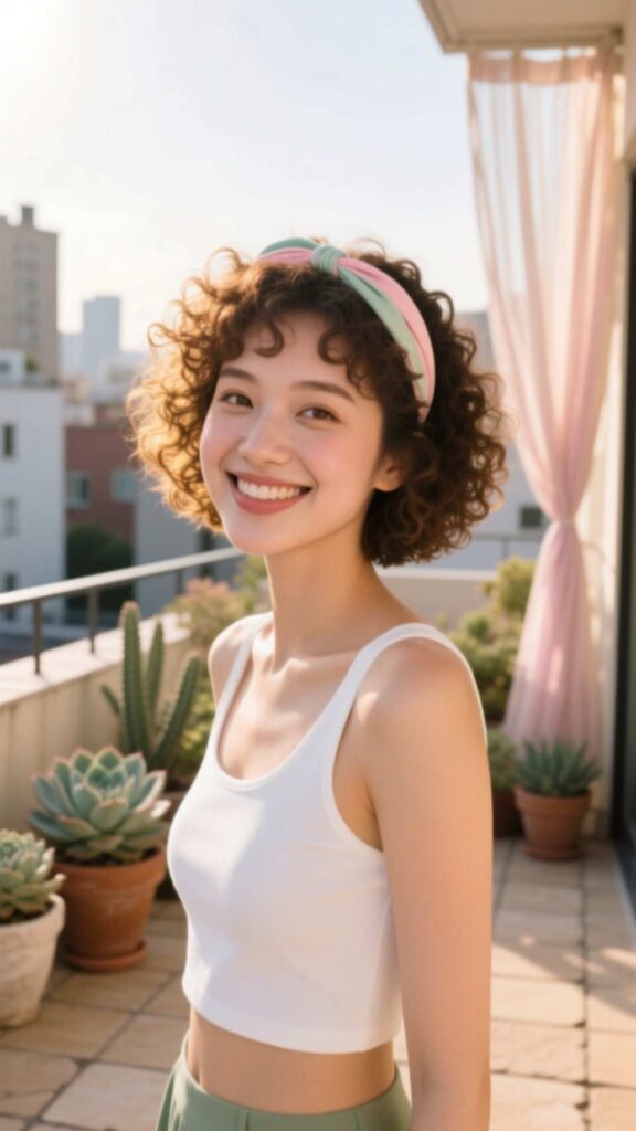 Short Curly Hair with Hairband