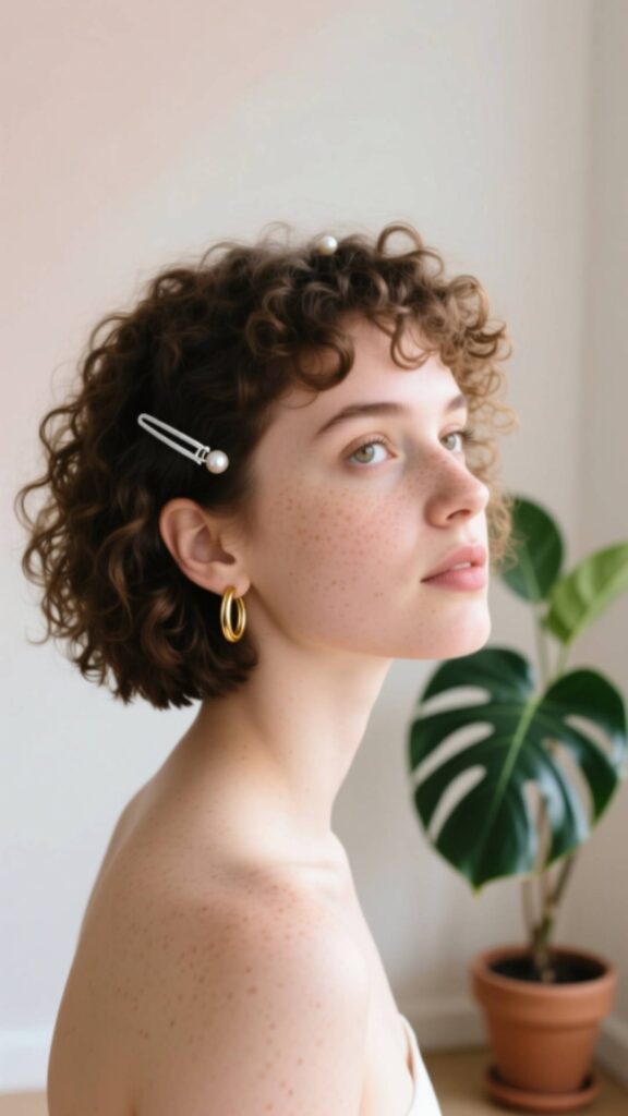 Short Curly Hair with Accessories