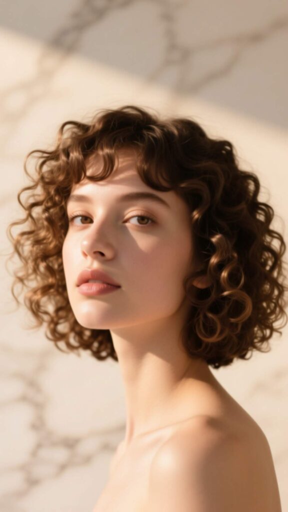Curly Bob with Bangs