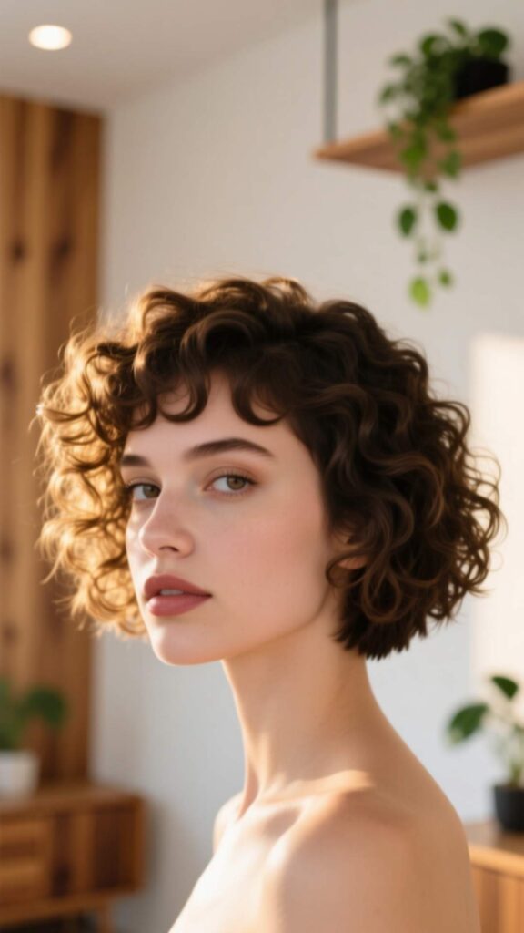 Curly Pixie with Long Top