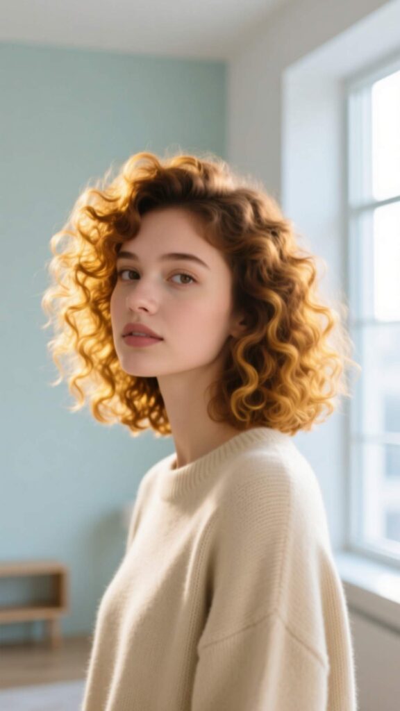  Curly Lob with Highlights