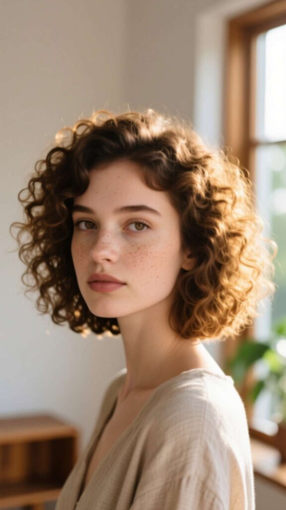 Chin-Length Curly Bob