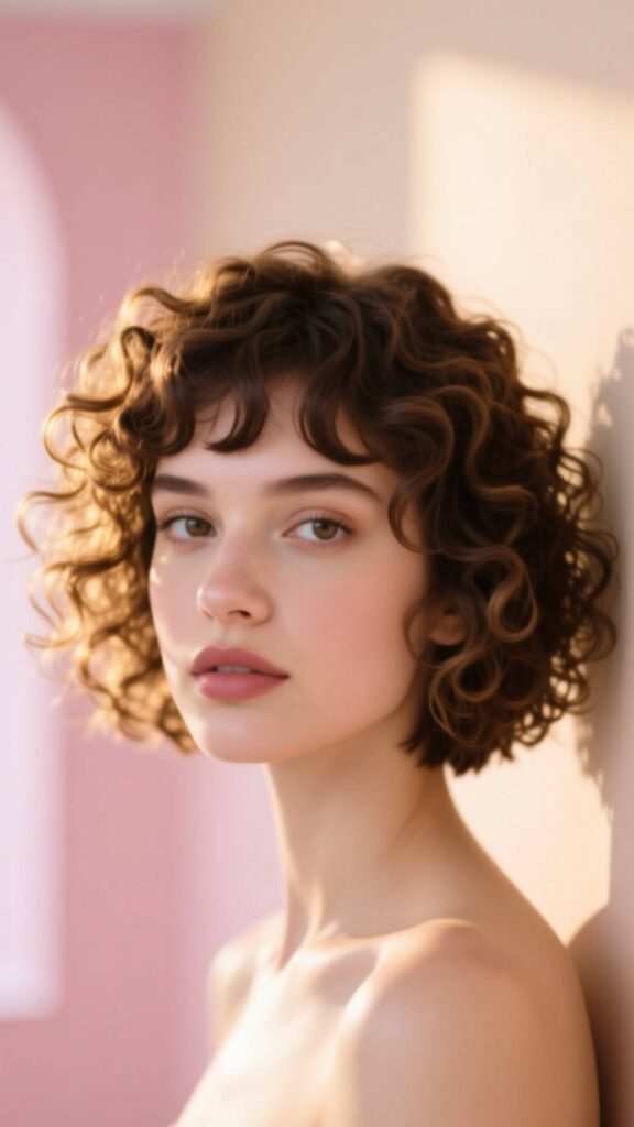 Short Curly Shag with Bangs