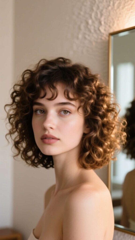  Curly Bangs with Layers