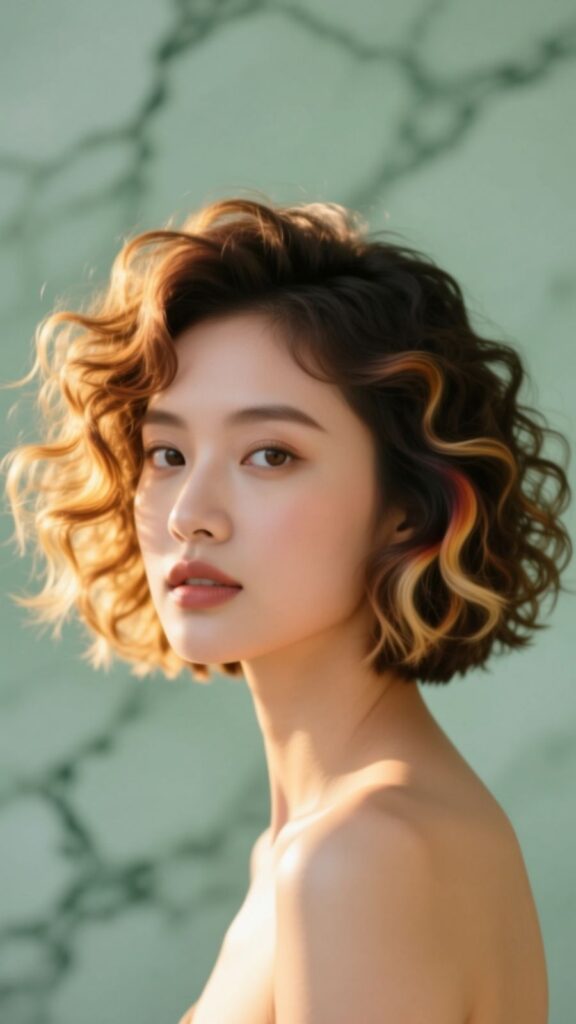 Short Curly Bob with Balayage
