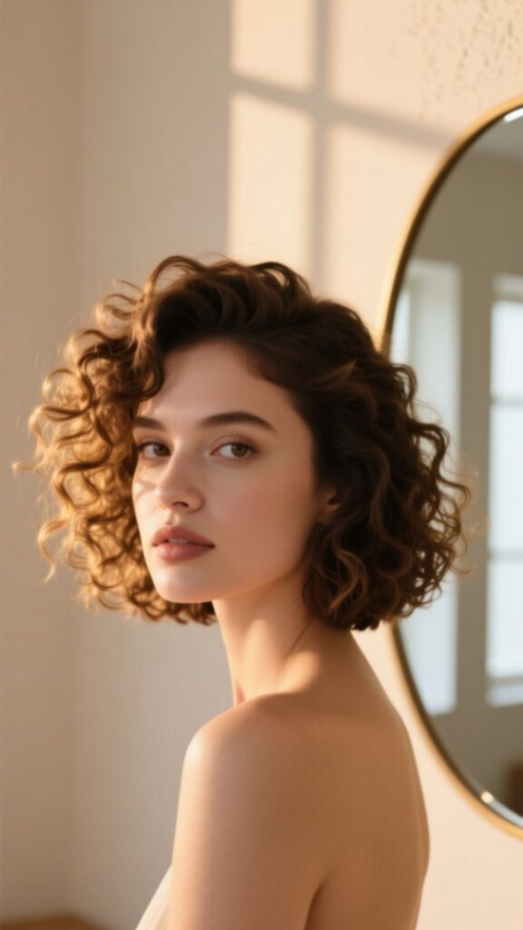 Asymmetrical Curly Bob