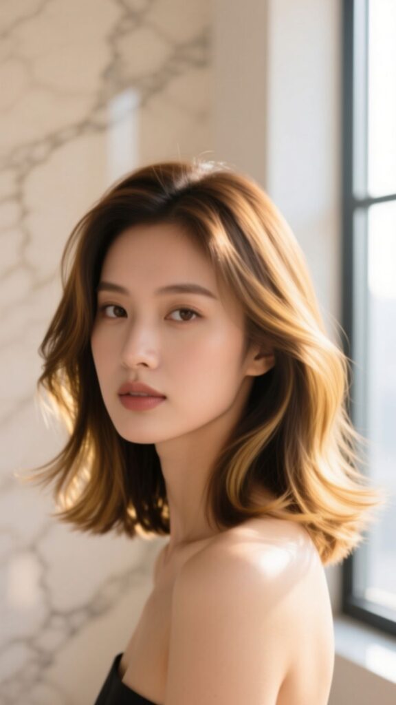 Shoulder-Length Hair with Layers and Highlights