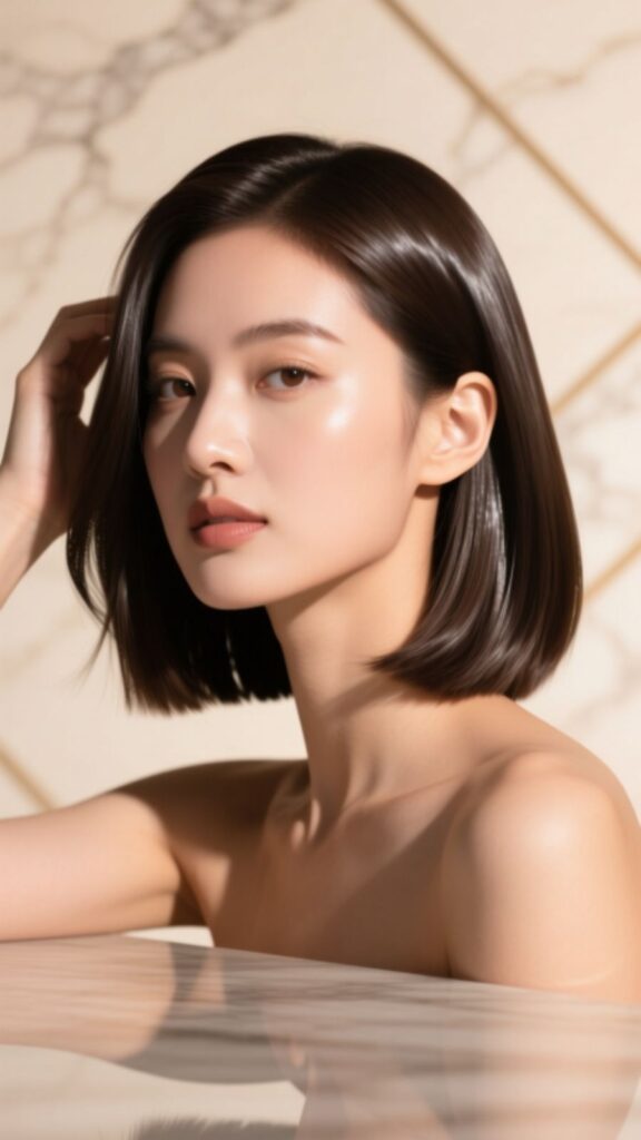Shoulder-Length Hair with Sleek Finish