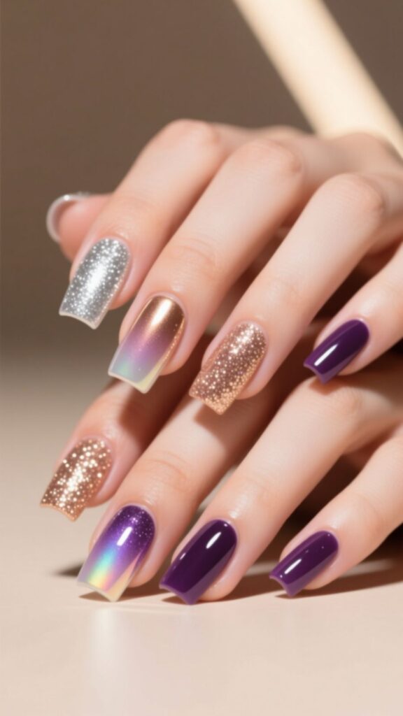 Glitter Square Acrylic Nails