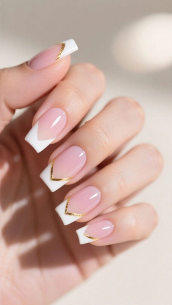 Square Acrylic Nails with French Twist