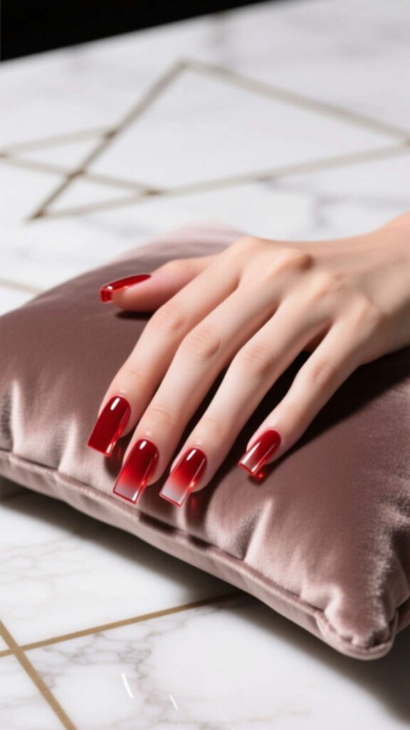 Red Square Acrylic Nails