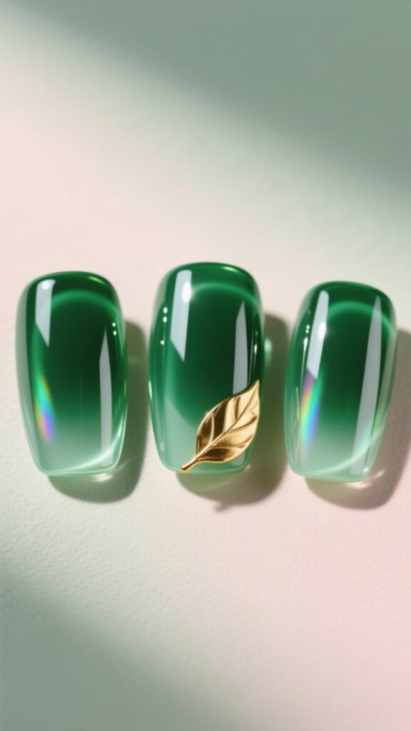 Green Square Acrylic Nails
