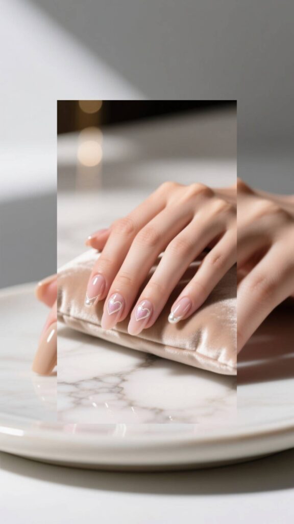 Nude Nails with Minimalist Lines