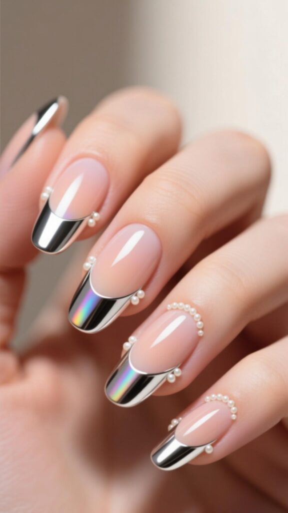 Nude Chrome Nails