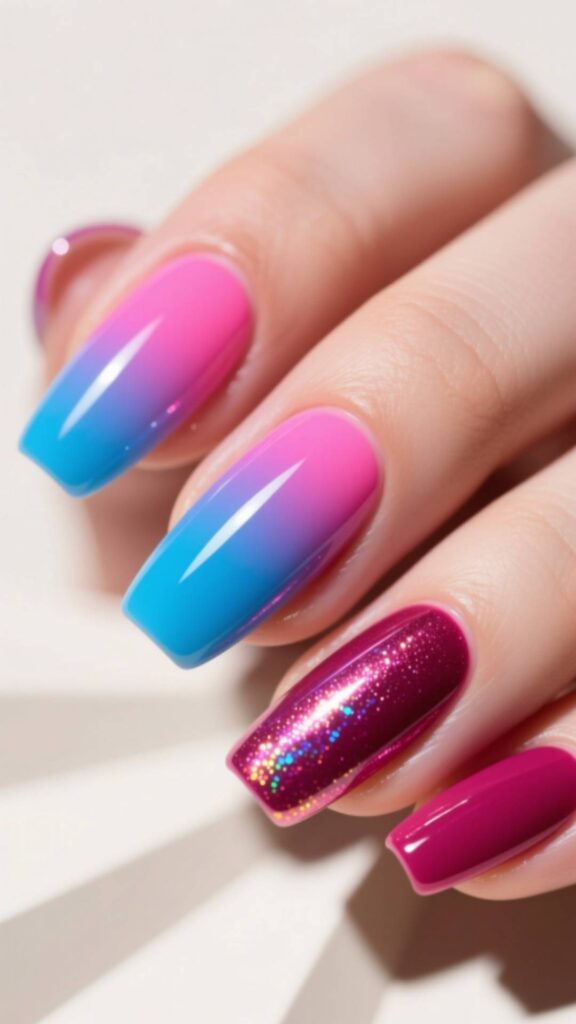 Neon Ombre Nails