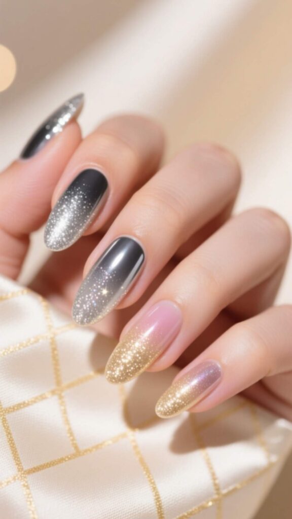 Silver Glitter Ombre Nails