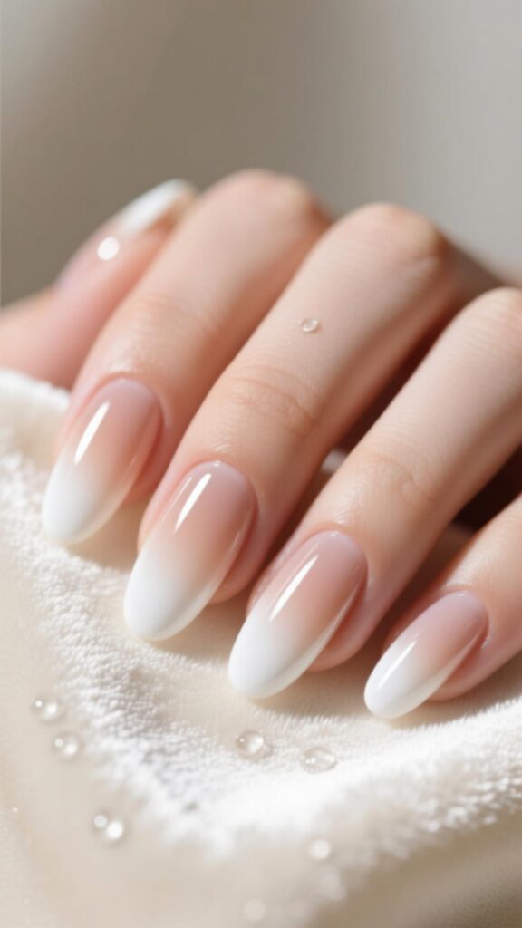 Nude to White Gradient Nails