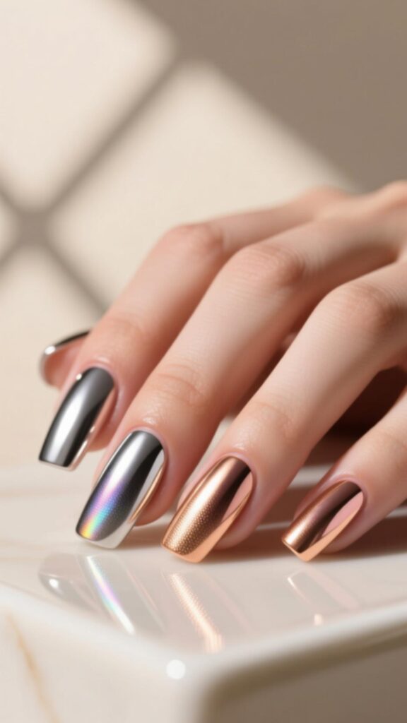 Metallic Ombre Nails