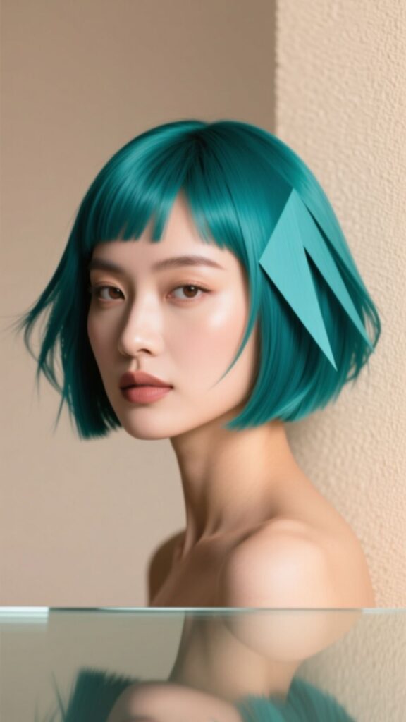 Teal Bob Haircut
