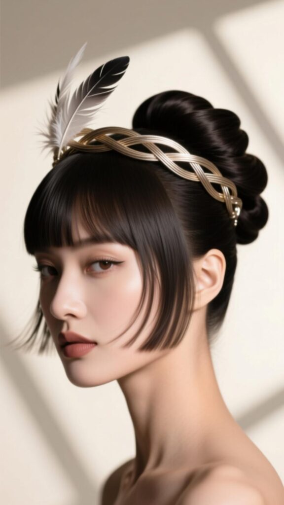 Twisted Halo with Feathered Bangs
