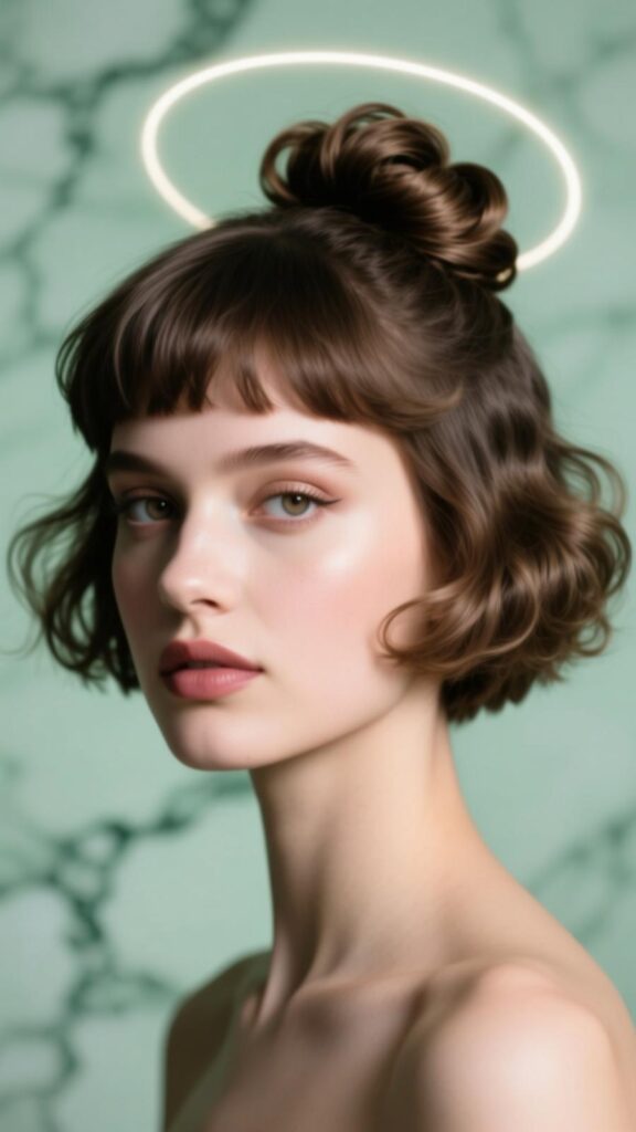 Bubble Updo with Short Bangs
