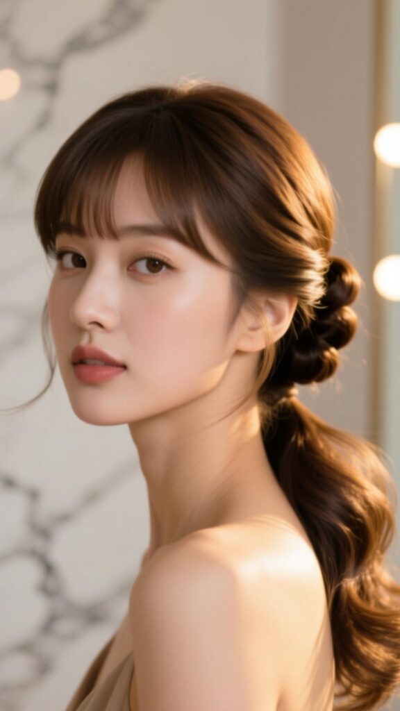 Romantic Low Side Twist with Side Bangs