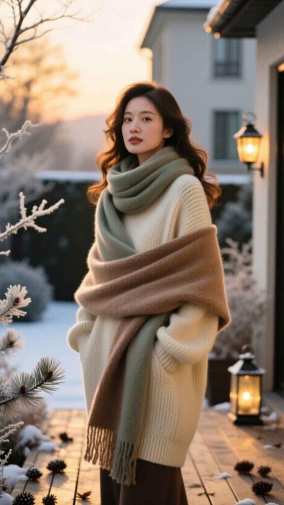 Blanket Scarf and Oversized Sweater