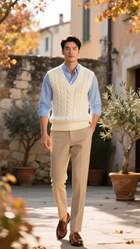 Sweater Vest Over a Button-Up Shirt