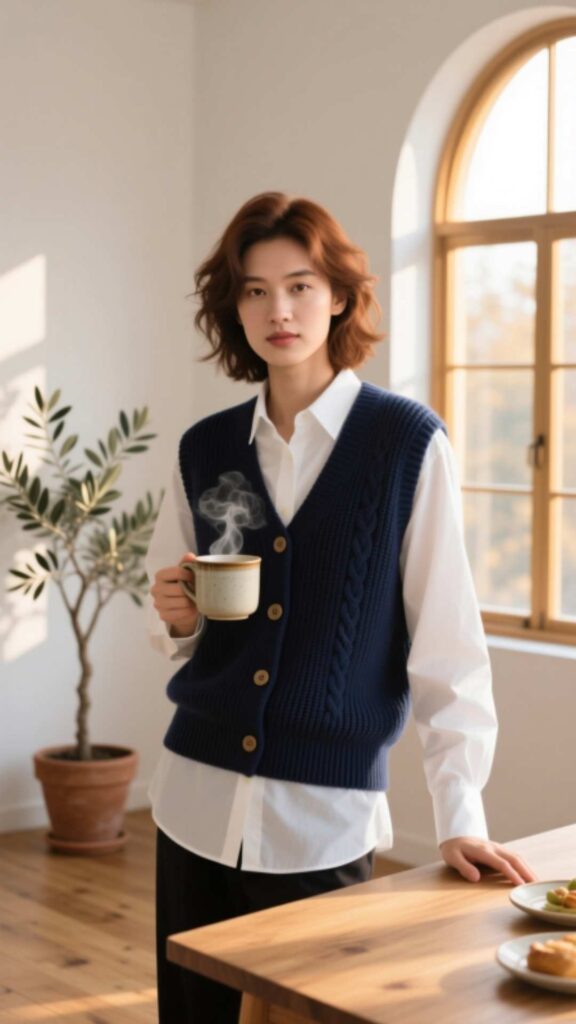  Sweater Vest with Button-Down Shirt