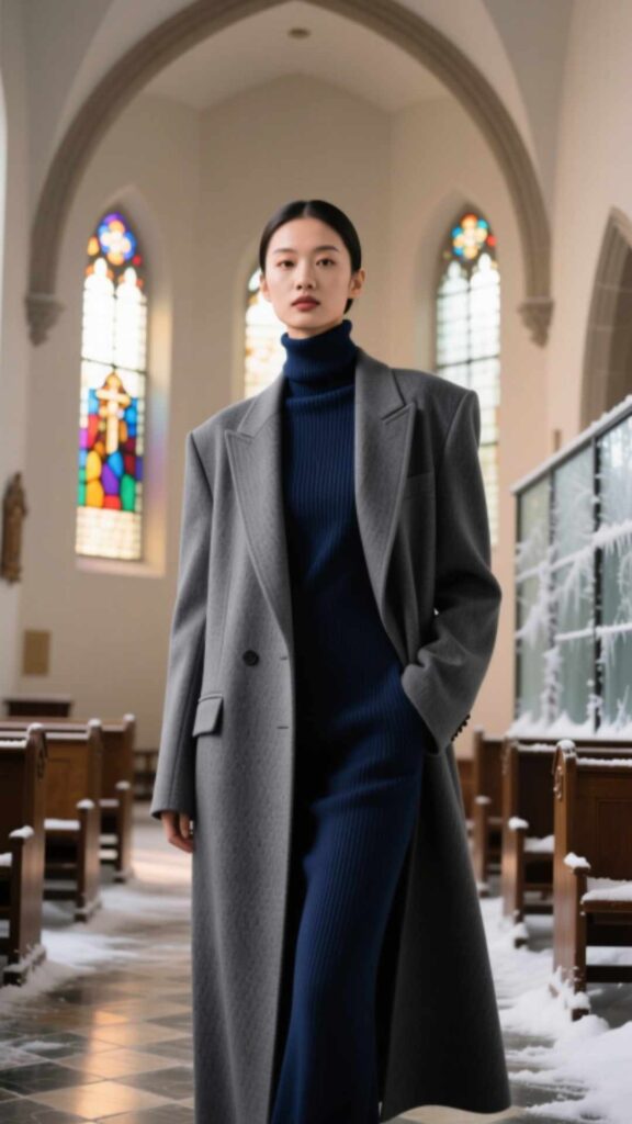 Longline Blazer over Turtleneck