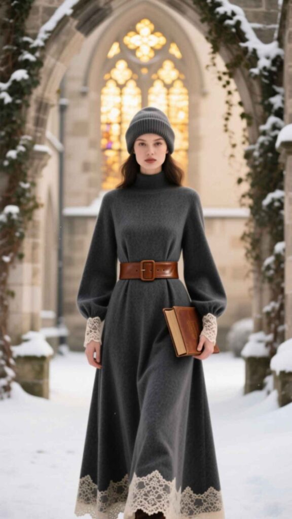 Long Sleeve Maxi Dress with Belt