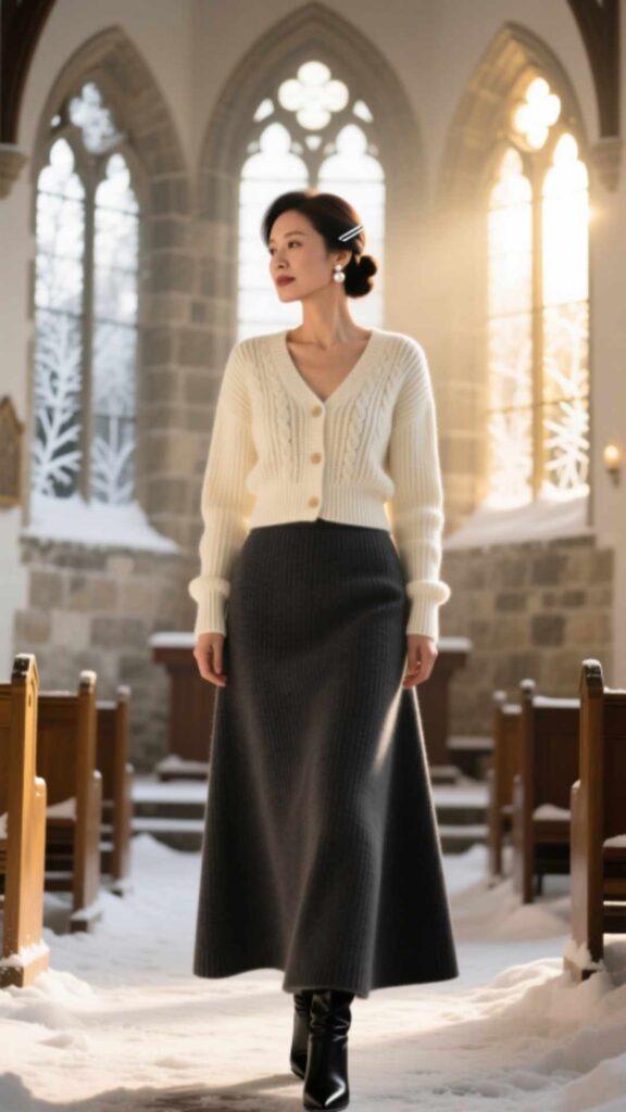 Maxi Skirt with Cropped Cardigan