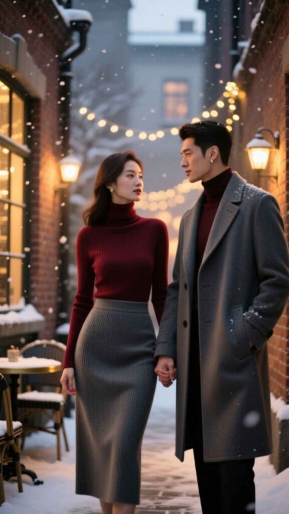 Midi Skirt with Turtleneck